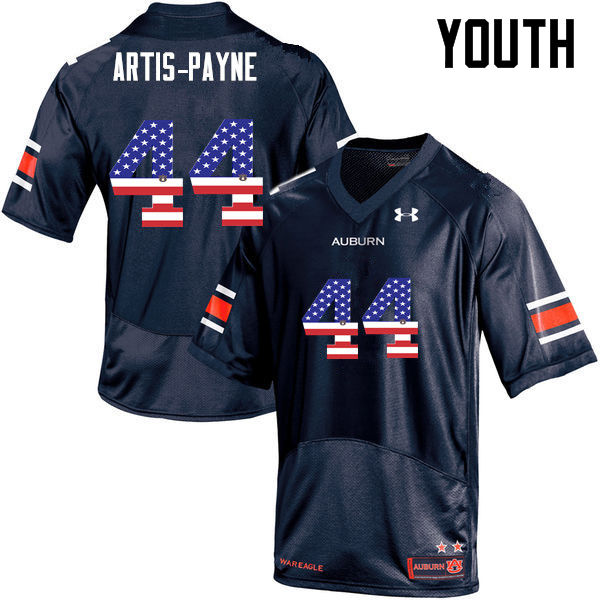 Youth Auburn Tigers #44 Cameron Artis-Payne USA Flag Fashion Navy College Stitched Football Jersey